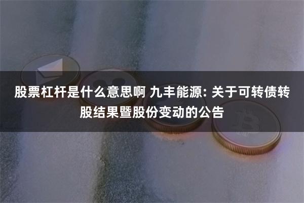 股票杠杆是什么意思啊 九丰能源: 关于可转债转股结果暨股份变动的公告