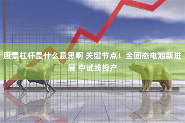 股票杠杆是什么意思啊 关键节点！全固态电池新进展 中试线投产