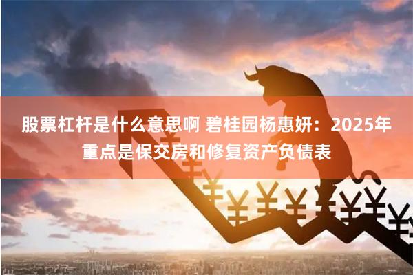 股票杠杆是什么意思啊 碧桂园杨惠妍：2025年重点是保交房和修复资产负债表